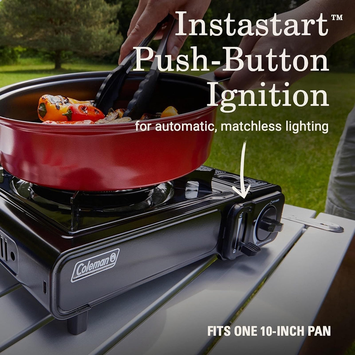 Coleman Classic - Estufa de butano de 1 quemador, estufa de camping portátil con funda de transporte y botón de arranque, incluye control preciso de temperatura y 7.650 BTU de potencia para camping,