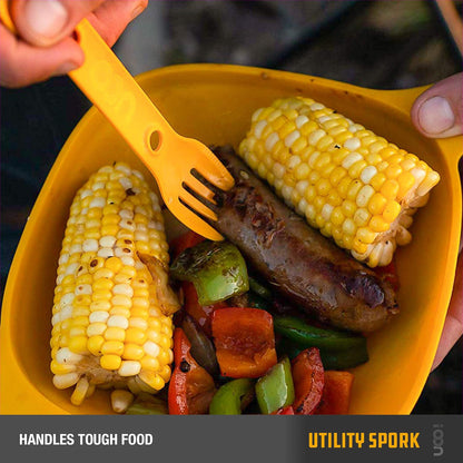 UCO Utility Spork 3 en 1 Combo Cuchara-Tenedor, 2 Unidades, Dorado/Azul Cielo