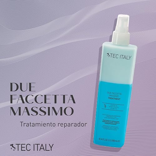 TEC ITALY Due Faccetta Massimo Tratamiento para Cabello Decolorado 300 ml | Repara e hidrata cabello decolorado o sobreprocesado. Regula la porosidad y facilita el desenredo. Con protección UV.