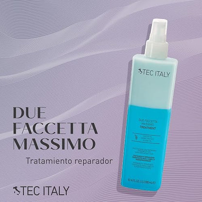 TEC ITALY Due Faccetta Massimo Tratamiento para Cabello Decolorado 300 ml | Repara e hidrata cabello decolorado o sobreprocesado. Regula la porosidad y facilita el desenredo. Con protección UV.