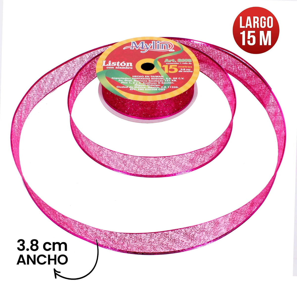 Fantasias Miguel Liston Organza Adorno Navideño Fiusha 4X15X15Cm Mylin