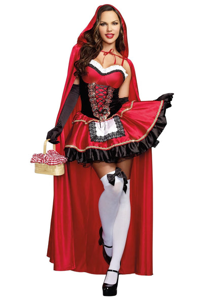 Dreamgirl Adult Sexy Little Red Riding Hood Costume for Women, Fashion Little Red Riding Hood Halloween Costume