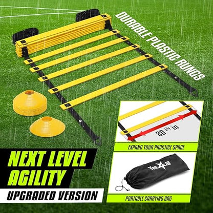 Yes4All Escalera de Agilidad con 8/12/20 Peldaños - Equipo de Entrenamiento de Velocidad para Niños y Adultos, Incluye Bolsa de Transporte (Combo y Individual)
