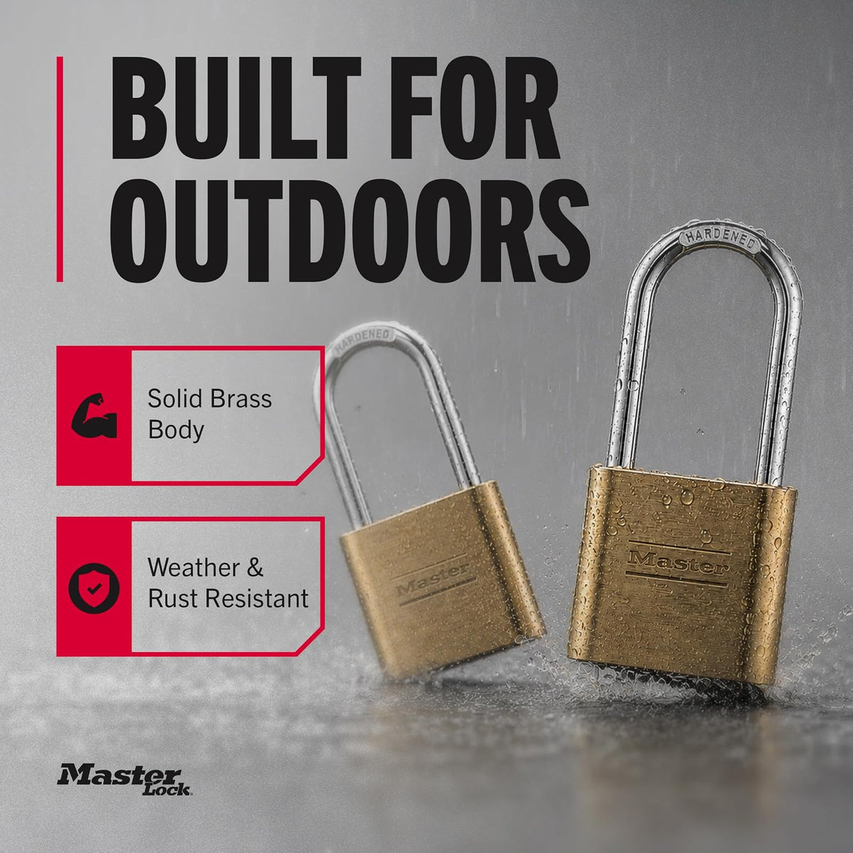 Master Lock Candado Combinado de Bloqueo Maestro, Interior y Exterior, Combinación de Cuatro Dígitos, Acabado de Latón, 2 Unidades, 175LHEC2