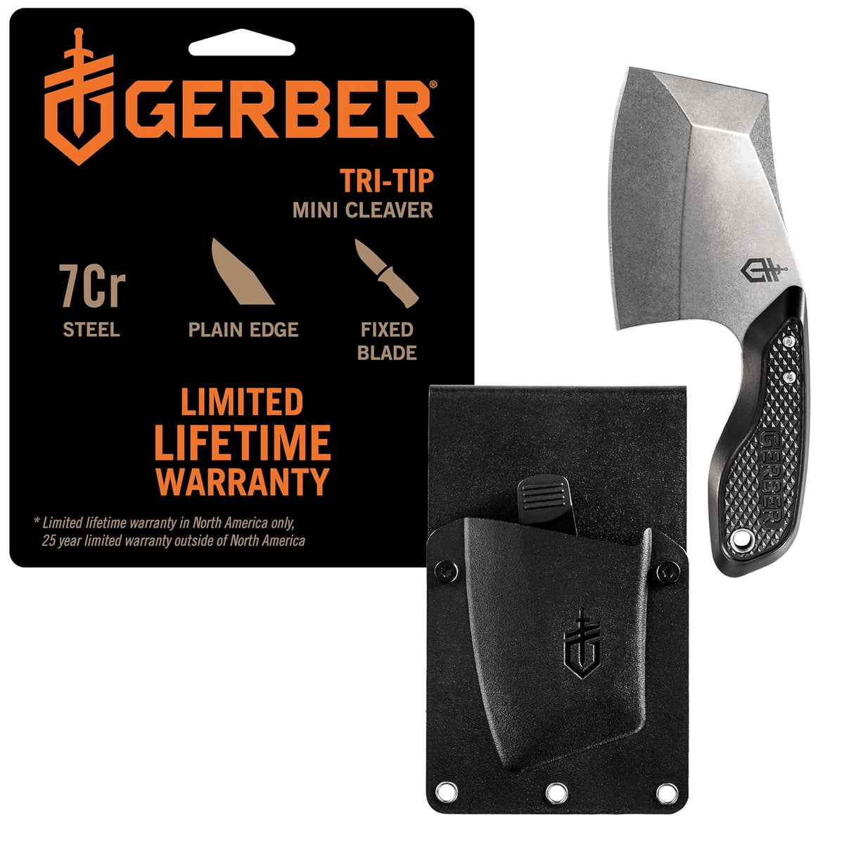 Gerber TRI-Tip Minicuchillo de Hoja Fija con Funda - Negro -