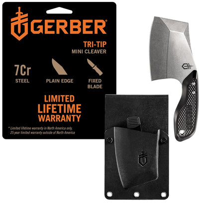 Gerber TRI-Tip Minicuchillo de Hoja Fija con Funda - Negro -