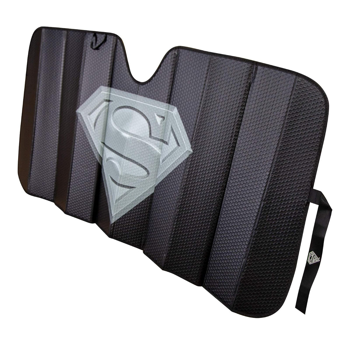 Plasticolor 003883R01 Superman DC Comics Logo Negro Acabado Mate Parasol Parabrisas Delantero Camión o SUV