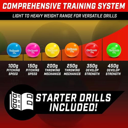 GoSports - Juego de 6 Pelotas con Peso pliométricas para Entrenamiento de béisbol y sóftbol, Elige Pro o Elite