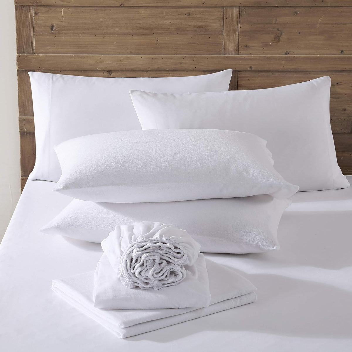 Eddie Bauer - Juego de sábanas matrimoniales, Franela de algodón, Cepillado para Mayor suavidad, decoración acogedora del hogar (Blanco, matrimonial)