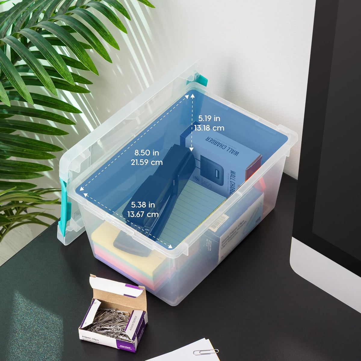 IRIS USA Contenedores de Plástico de 3.8 L con Tapa, Paquete de 6, Bin Sensorial Pequeño, Almacenamiento de Manualidades, Contenedor Organizativo para Hogar, Apilables, Transparente
