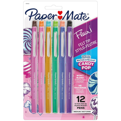 Paper Mate Flair Marcadores de Punta de Fieltro, Paquete de 12 - 1 Count (Pack of 12) - Candy Pop - empaque estándar
