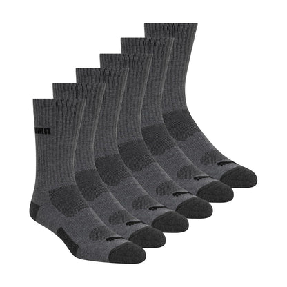 PUMA Calcetines Crew para Hombre (Paquete de 6) - 10-13 - Gris oscuro