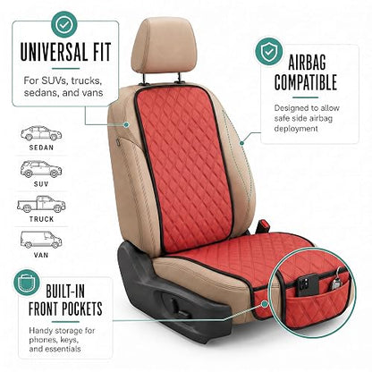 FH Group - Juego de Cojines de Asiento de Automóvil para automóvil Neosupreme, Ajuste Universal, cojín de Asiento de Automóvil con Bolsillos Delanteros, Cojines de Asiento de Automóvil compatibles con Bolsa de