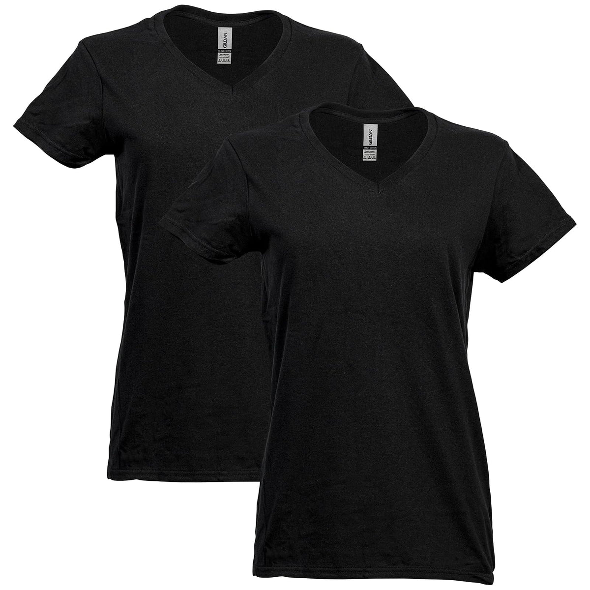 Gildan Playera de algodón Pesado con Cuello en V, Paquete de 2 Camiseta para Mujer