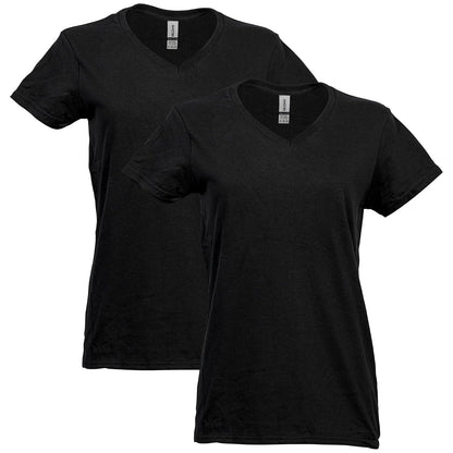 Gildan Playera de algodón Pesado con Cuello en V, Paquete de 2 Camiseta para Mujer