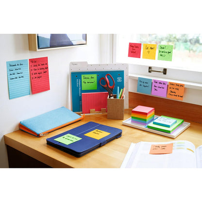 Post-it Notas superadhesivas, 3 x 3 pulgadas, 24 almohadillas para orejas, 2 veces el poder de adherencia, colores primarios (rojo, amarillo, verde, azul), reciclable (654-24SSAN-CP)
