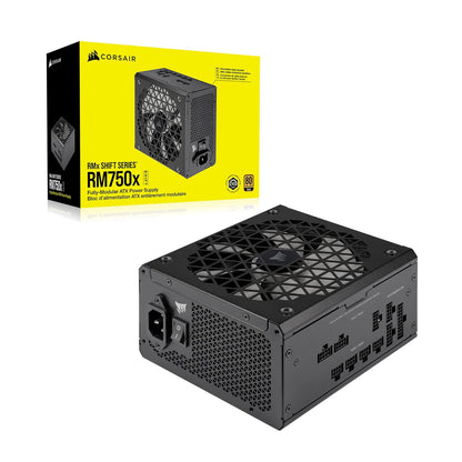 Fuente de Poder Modular Corsair RM750x Shift 80 Plus Gold, Compatible con ATX 3.1 y PCIe 5.1, Ventilador con Modo Zero RPM, Color Negro