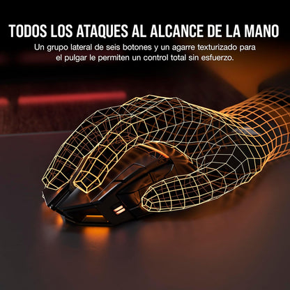 Corsair DARKSTAR Ratón Inalámbrico RGB Para Juegos MMO - 26.000 PPP - 15 Botones Programables - Batería Hasta 80 Horas - Compatible con iCUE - PC, PS5, PS4, Xbox - Negro