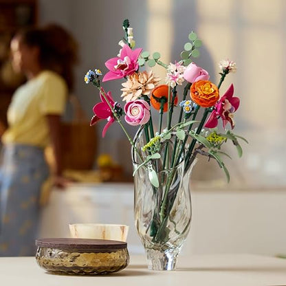 LEGO Ramo de Flores Fantasía en Rosa - Model Kit de Construcción para Adultos, Años 18+ - Flores Artificiales Decoración para Hogar - Regalos para Mujer y Hombre - 10342