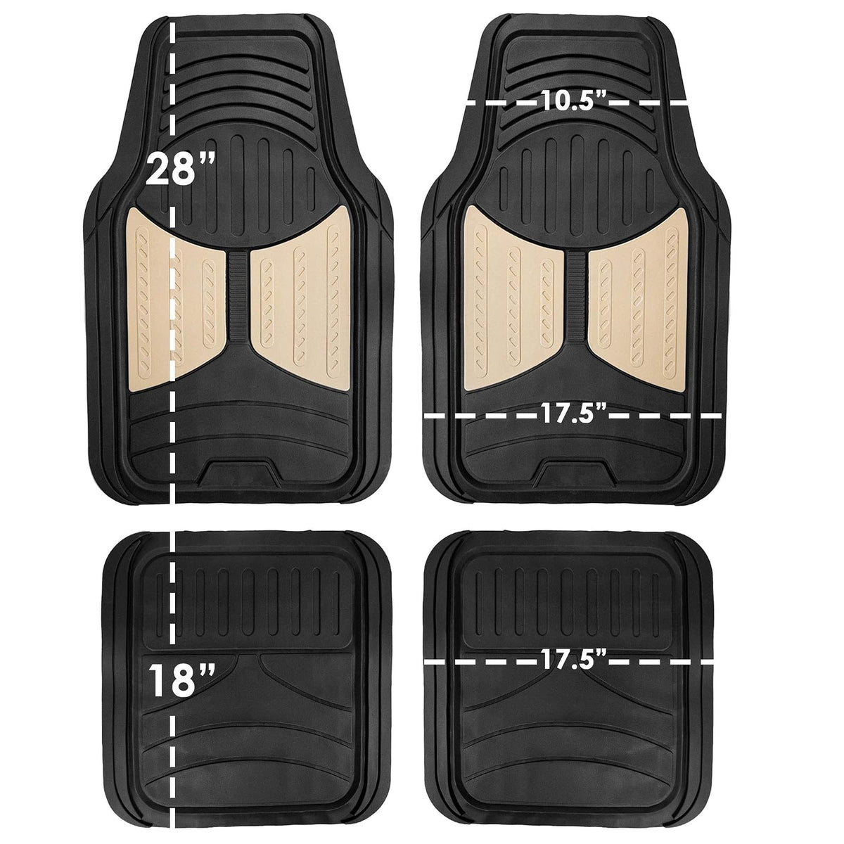 FH Group Monster Eye F11313- F16403 - Juego Completo de Alfombrillas de Goma con Forro de Vinilo Recortable, Color Negro, se Adapta a la mayoría de Automóviles, Camiones, SUV o Furgonetas (Negro)