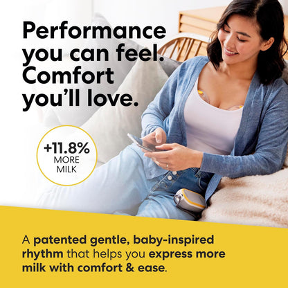 Medela Freestyle | Extractor de Leche Manos Libres | Eléctrico y Doble | Portátil y Discreto Bajo la Ropa | Carga USB | Amarillo