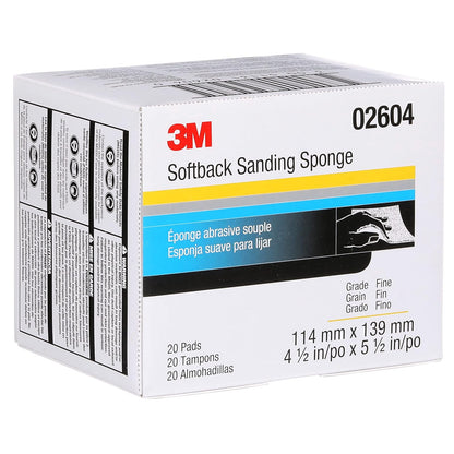 3M Softback Esponja de Lijado 02604, 4-1/2 x 5-1/2 in, Fina, Paquete de 20, Gris