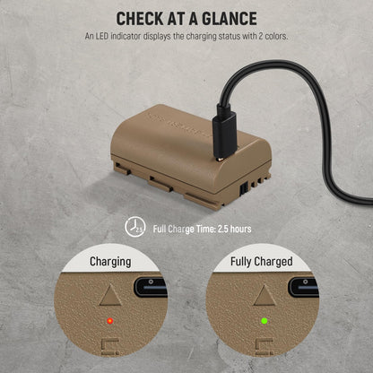 NEEWER Batería Recargable Cámara con USB Tipo C 2,5 Horas Carga Rápida, 2400mAh LP-E6NH LP-E6N LP-E6 Batería Repuesto Compatible con Canon EOS R5 R6 R6 II R7 R 5D II III IV 6D 6D II 70D 80D 90D