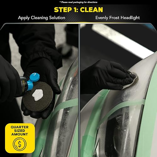 MEGUIAR'S - Kit de restauración de faros delanteros de dos pasos G2970, 4 onzas líquidas, 1 paquete
