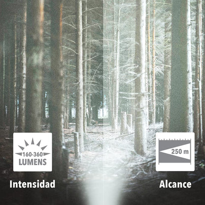 Tecnolite Lámpara LED Recargable Portátil, Linterna LED, 3 Horas de Uso, 250 m. de Distancia, 3 W, 100 - 240 V, 160 Lumens, Luz de Día 6 500 k, IP 20, Color: Naranja.