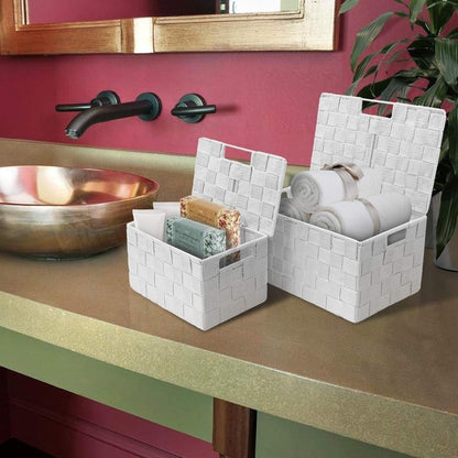 Sorbus - Juego de cesta de almacenamiento plegable con asas de transporte integradas, ideal para la organización del hogar, guardería, sala de juegos, armario, dormitorio, etc., Lid Bins - 3 Pack