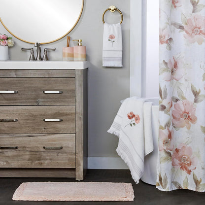 SKL Home Misty - Cortina de Ducha, diseño Floral, Toalla de baño, Blanco, Toalla de baño, 1
