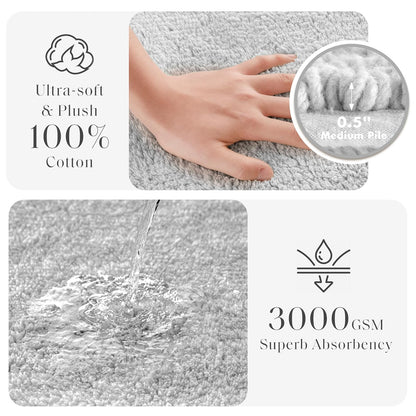 Madison Park Splendor - Alfombra de baño Reversible 100% algodón, 3000 g/m², Lujosa Alfombra de baño de Felpa de Pelo Medio, Absorbente, de Secado rápido, decoración de Ducha, 21 x 34 Pulgadas, Color