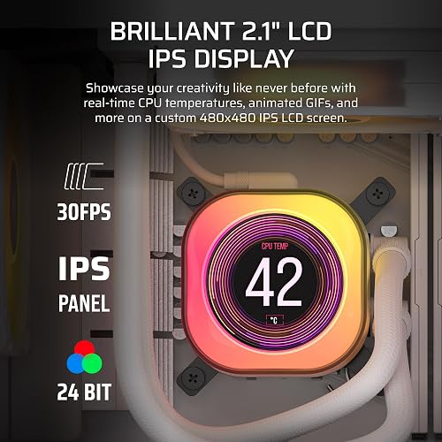 Corsair iCUE Link Titan 240 RX LCD Refrigeración Líquida de CPU – Motor de Refrigeración FlowDrive – Intel LGA 1851/1700, AMD AM5/AM4 – 2X RX120 RGB Ventiladores – iCUE Link Hub Incluido – Blanco