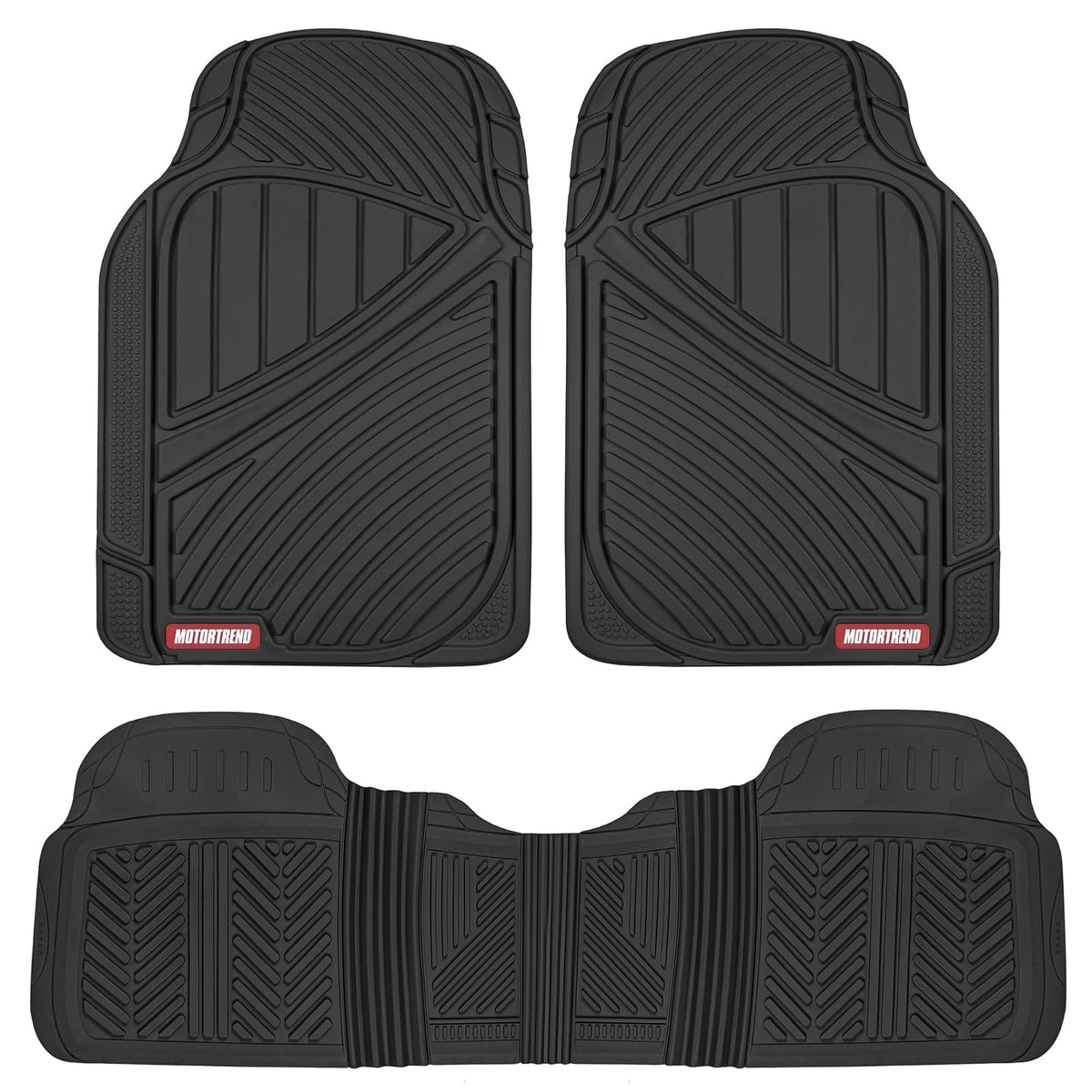 Motor Trend flextough Baseline - Heavy Duty Alfombrillas de Goma, 100% sin Olor y última intervensión de BPA, para Todo Tipo de Clima, Color Negro, Negro