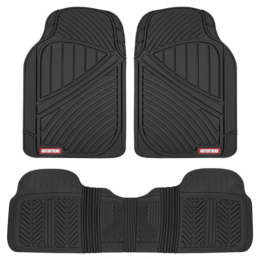 Motor Trend flextough Baseline - Heavy Duty Alfombrillas de Goma, 100% sin Olor y última intervensión de BPA, para Todo Tipo de Clima, Color Negro, Negro