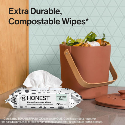 The Honest Company Toallitas para bebé, 720 unidades, diseño de patrón de juego, más del 99% de agua, pura y suave, base vegetal, sin fragancia, toallitas húmedas extra gruesas y duraderas.