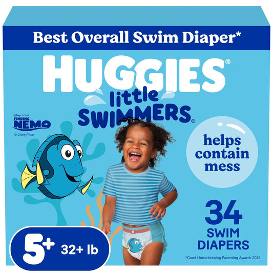 Huggies Little Swimmers - Pañales desechables para natación, Paquete de 2 pantalones de baño, Large