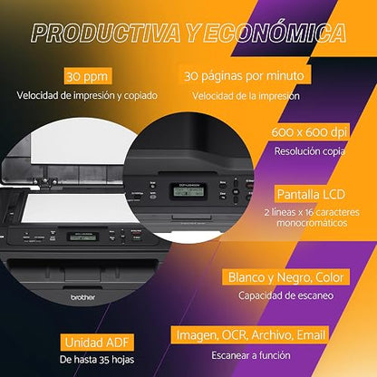 Brother Impresora Multifuncional Láser 3 en 1 DCP-L2540DW Alto Rendimiento | Multifuncional láser 3 en 1