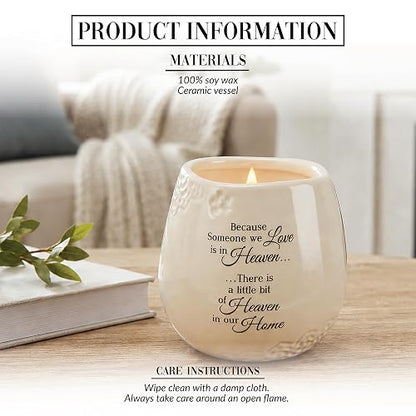 Pavilion 'In Memory, A Bit of Heaven' 19177 - Vela de cerámica blanca con cera de soja en un delicado aroma floral, compasión reflexiva, recuerdo y condolencia, 8 onzas