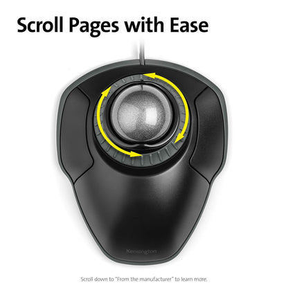 Kensington Orbit Mouse Trackball con Anillo de Desplazamiento (K75327WW), Negro-Gris