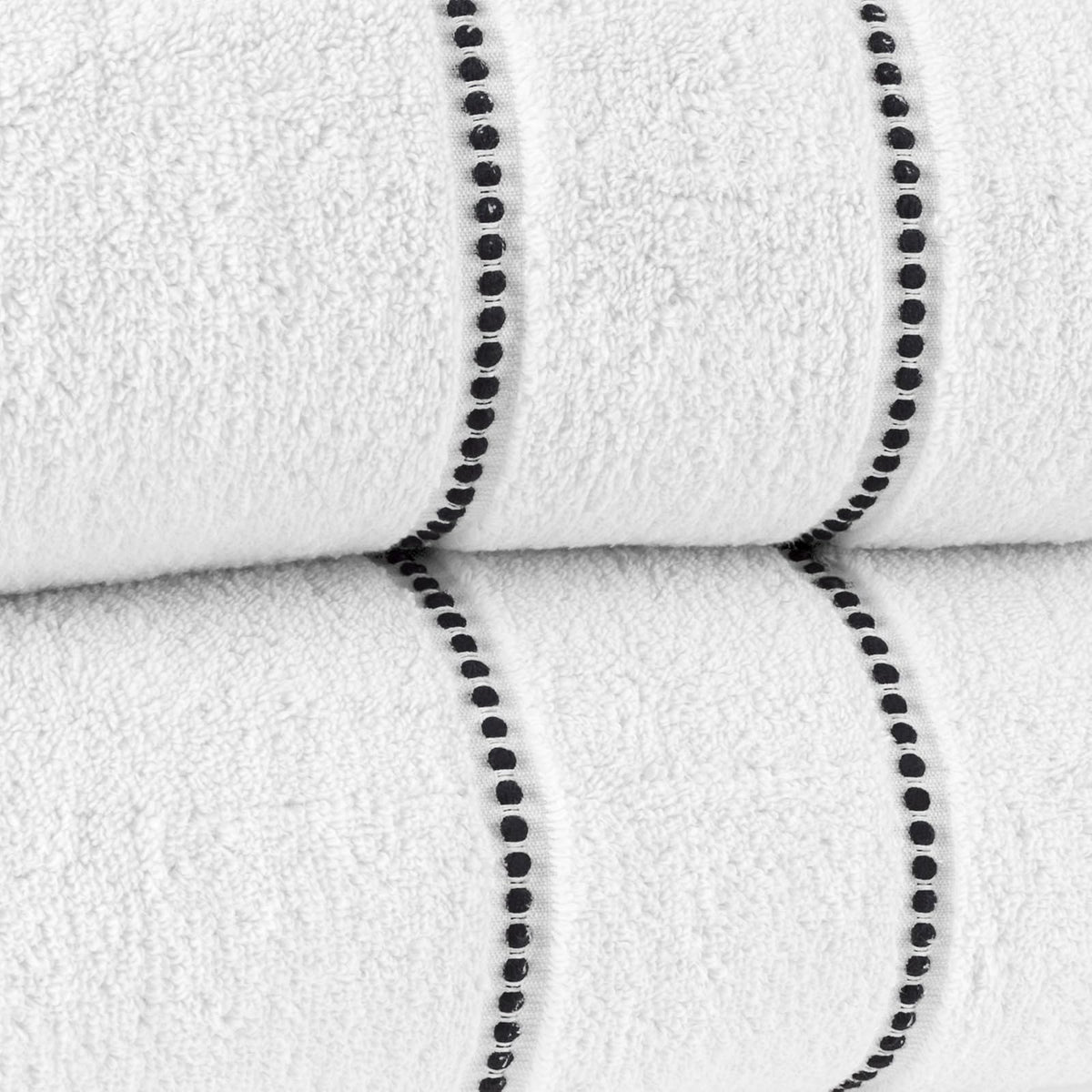 Bedford Home 67-0036-W Luxury Cotton Towel Set, 2 Piece Bath Sheet Set, Quick Dry, Soft and Absorbent, White/Black