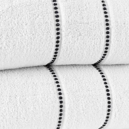 Bedford Home 67-0036-W Luxury Cotton Towel Set, 2 Piece Bath Sheet Set, Quick Dry, Soft and Absorbent, White/Black