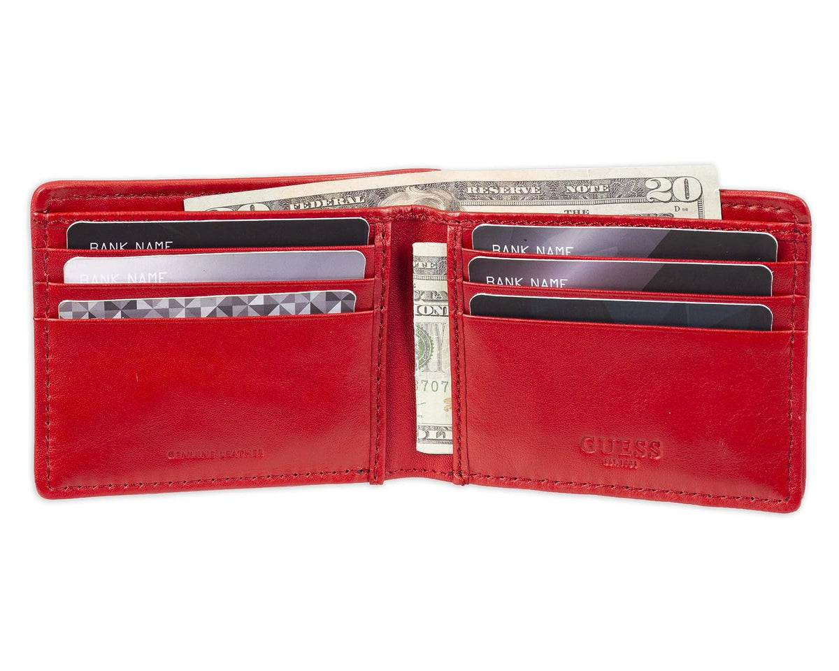 Guess portafolios delgada de piel para hombre