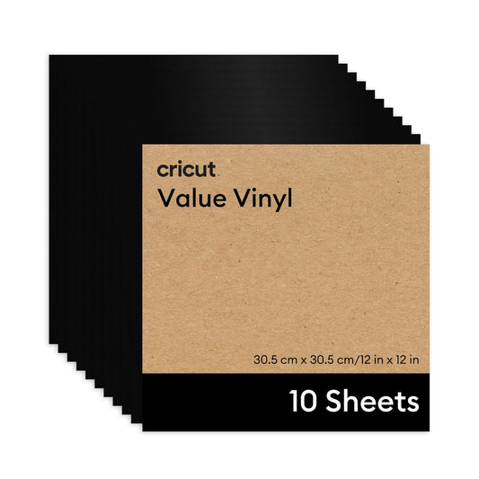 Cricut® Value - Vinilo permanente - 12 x 12 pulgadas, negro (10 unidades)