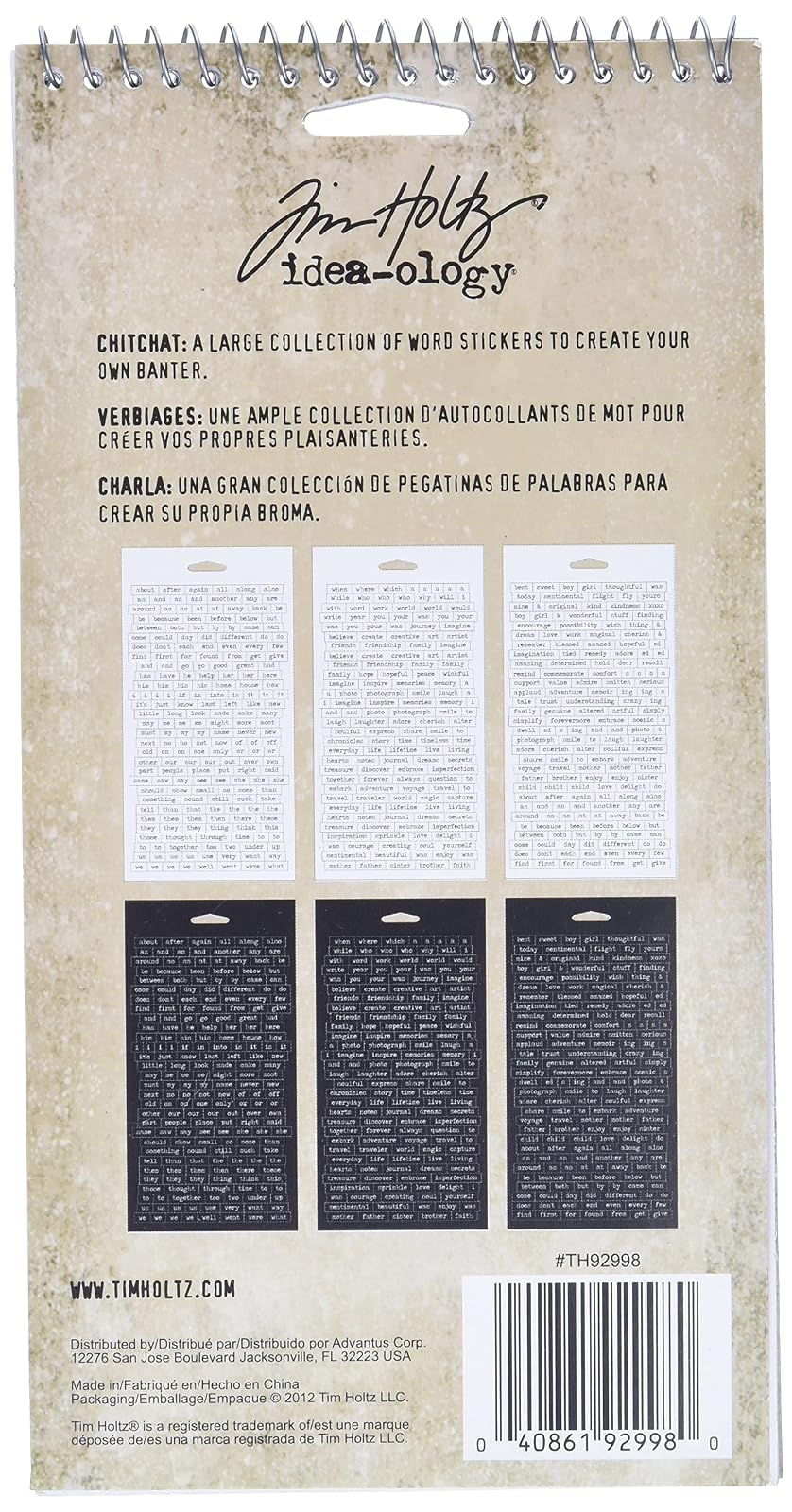 Tim Holtz Idea-ology Chitchat Word Pegatinas por Tim Holtz Idea-ology, cartulina mate en blanco y negro, 1088 pegatinas, TH92998, 1/8 pulgadas