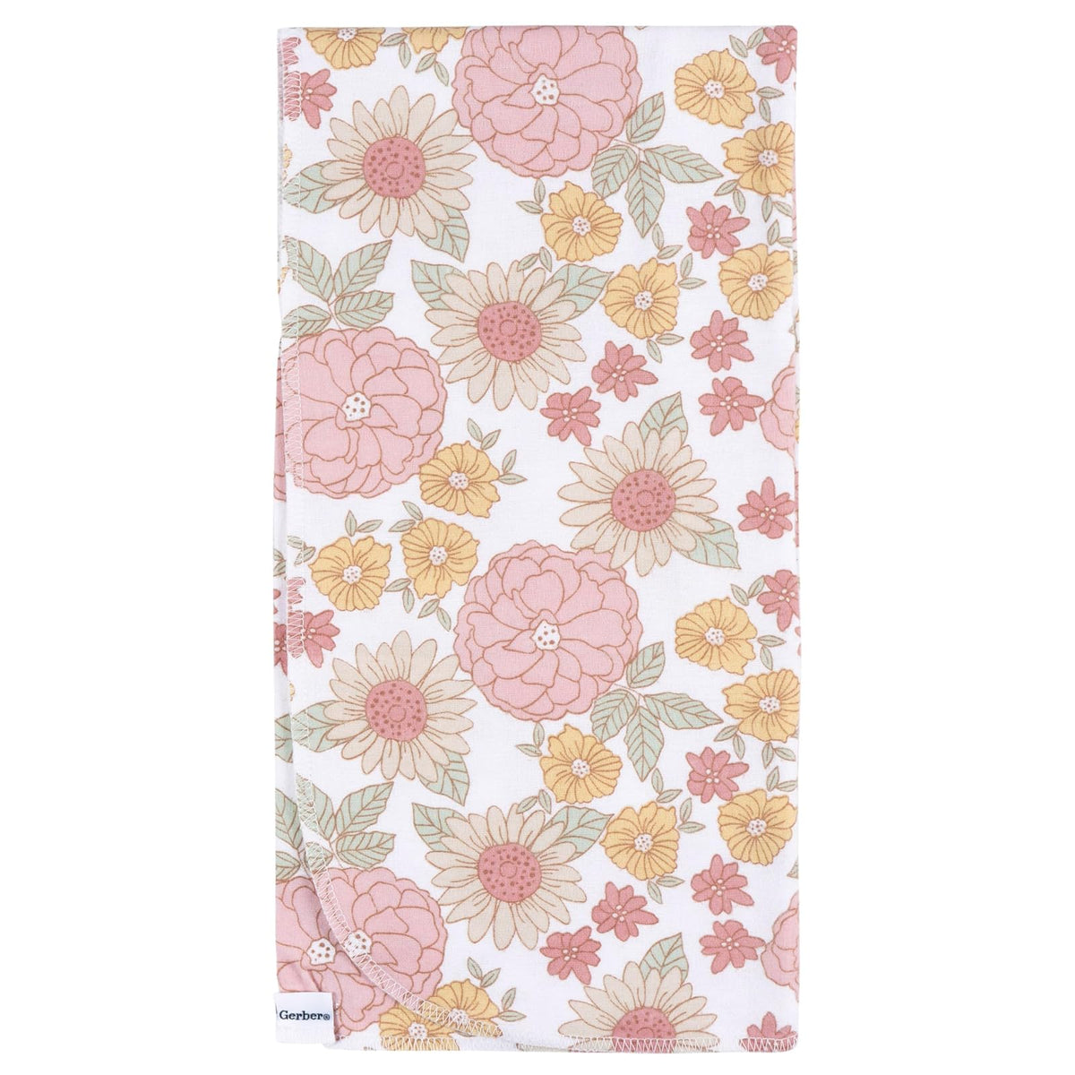 Gerber - Mantas Unisex para bebé, 100% Franela de algodón, 30 x 30 Pulgadas (Paquete de 4), diseño Floral Retro, Talla única