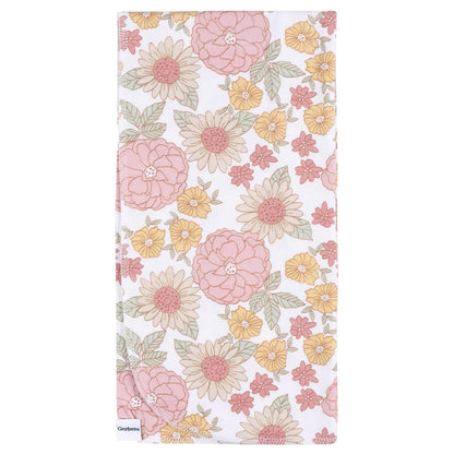 Gerber - Mantas Unisex para bebé, 100% Franela de algodón, 30 x 30 Pulgadas (Paquete de 4), diseño Floral Retro, Talla única