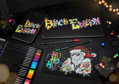 Faber-Castell Colores Supersoft Black Edition con 50 Diferentes Colores, cuenta con una mina supersuave y con una pigmentación fuerte resaltando tonos intensos sobre cualquier tipo de papel