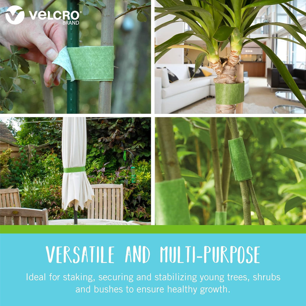 Corbatas ONE-WRAP de la marca VELCRO | Soportes para árboles y plantas para un crecimiento efectivo, los fuertes apretones de jardinería son reutilizables y ajustables | Corte a longitud, 5.5 m x 5