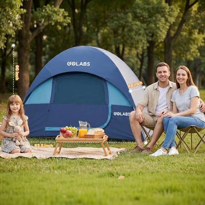 Golabs CT1 - Tienda de campaña para 2 Personas, fácil de Instalar en 3 Minutos, PU1500 mm Impermeable con Parte Superior de Malla y Puerta con ventilación, Ligera Tienda Familiar portátil de 4.5